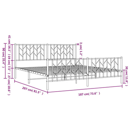 Estrutura de cama com cabeceira e pés 180x200 cm metal preto