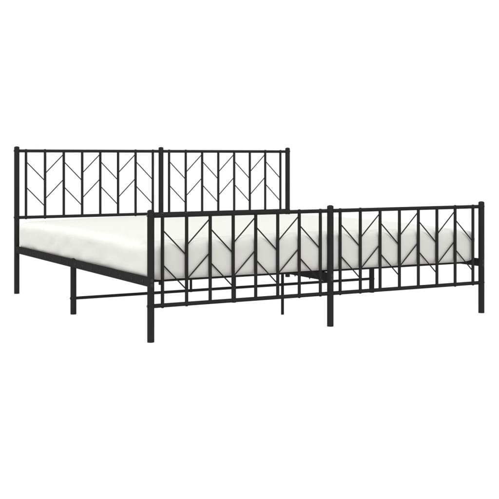 Estrutura de cama com cabeceira e pés 193x203 cm metal preto