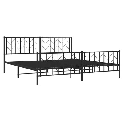 Estrutura de cama com cabeceira e pés 193x203 cm metal preto