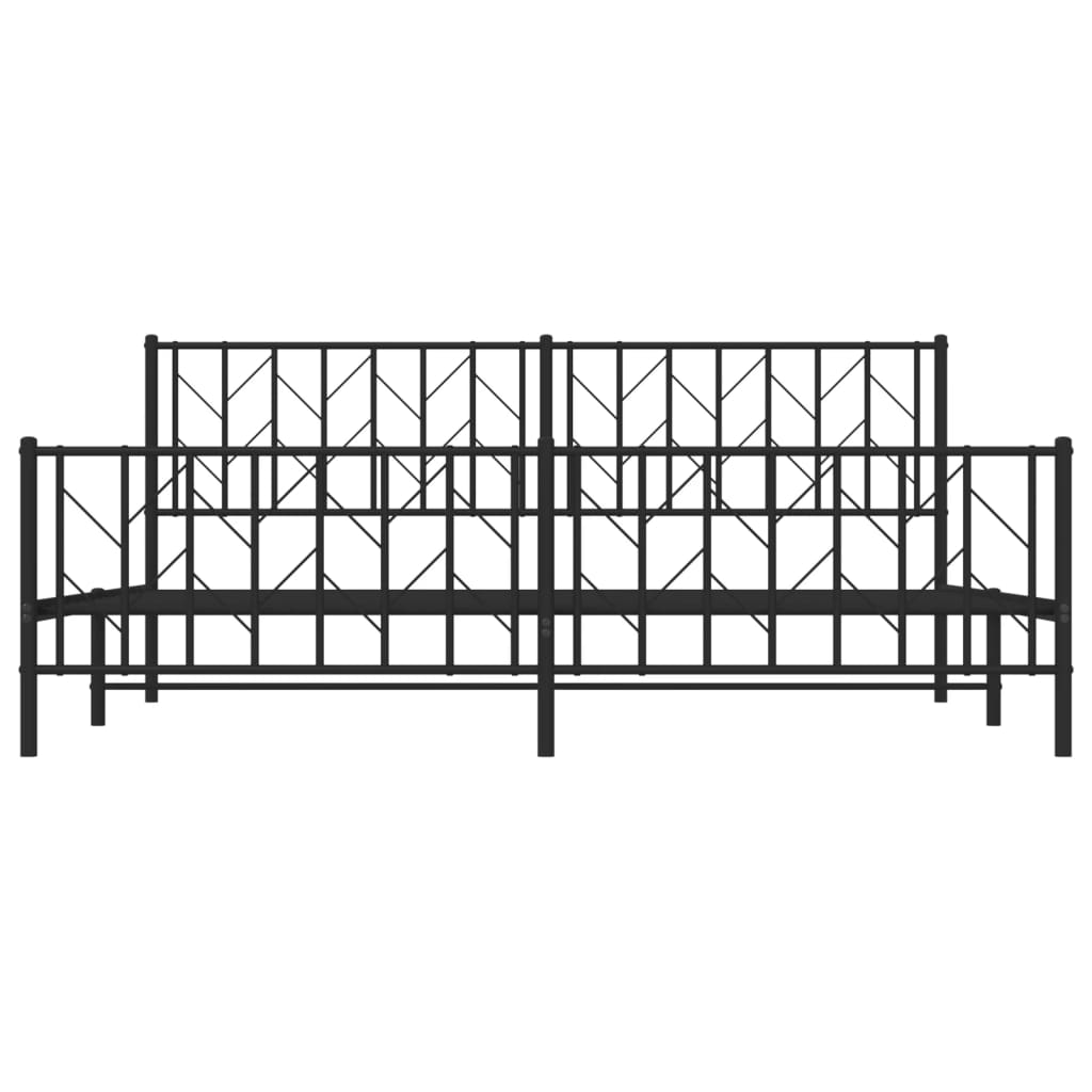 Estrutura de cama com cabeceira e pés 193x203 cm metal preto