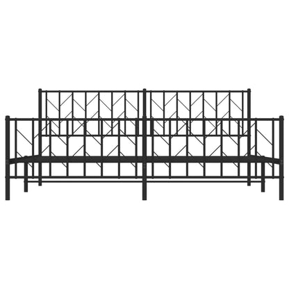 Estrutura de cama com cabeceira e pés 193x203 cm metal preto