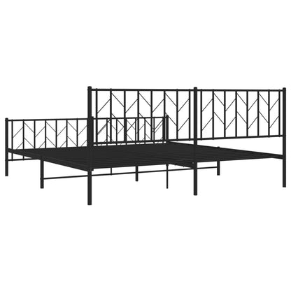 Estrutura de cama com cabeceira e pés 193x203 cm metal preto