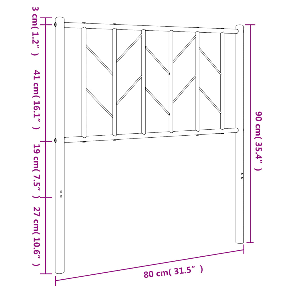 Cabeceira de cama 75 cm metal preto