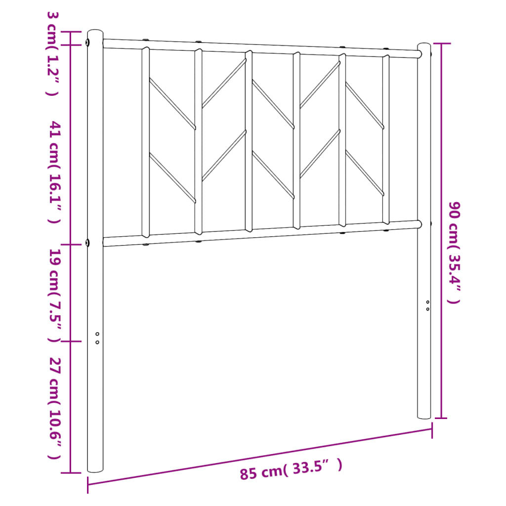 Cabeceira de cama 80 cm metal preto