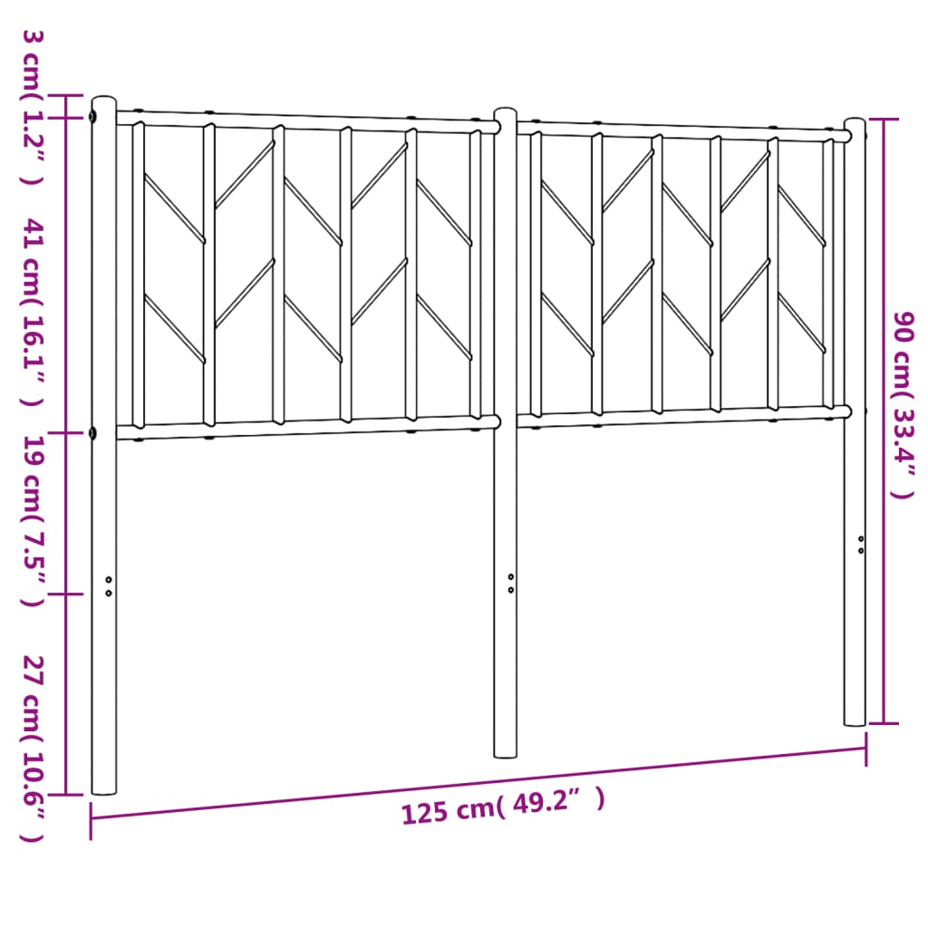 Cabeceira de cama 120 cm metal preto