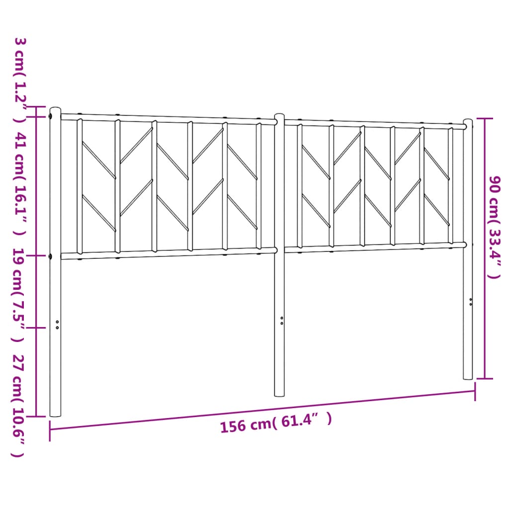 Cabeceira de cama 150 cm metal preto