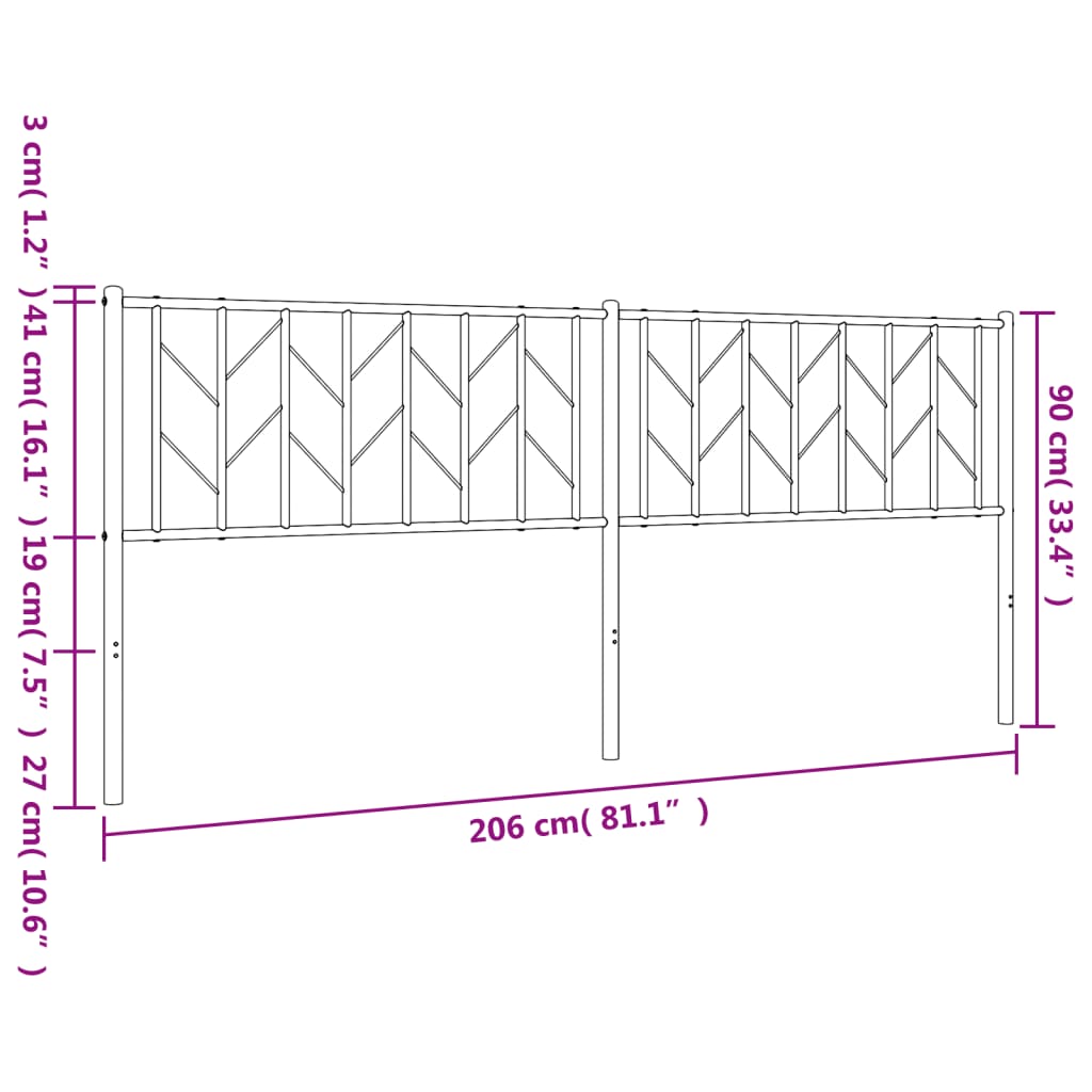 Cabeceira de cama 200 cm metal preto