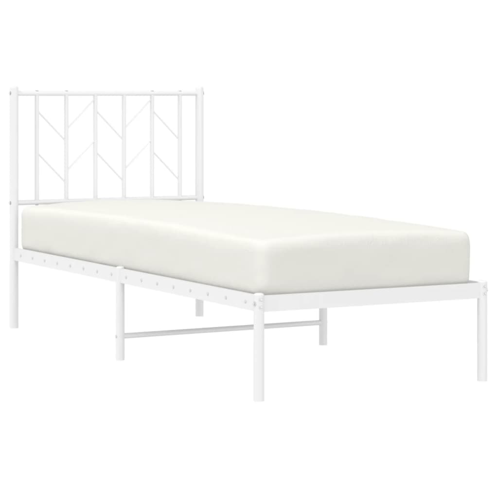 Estrutura de cama com cabeceira 75x190 cm metal branco