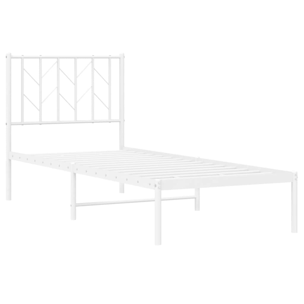 Estrutura de cama com cabeceira 75x190 cm metal branco