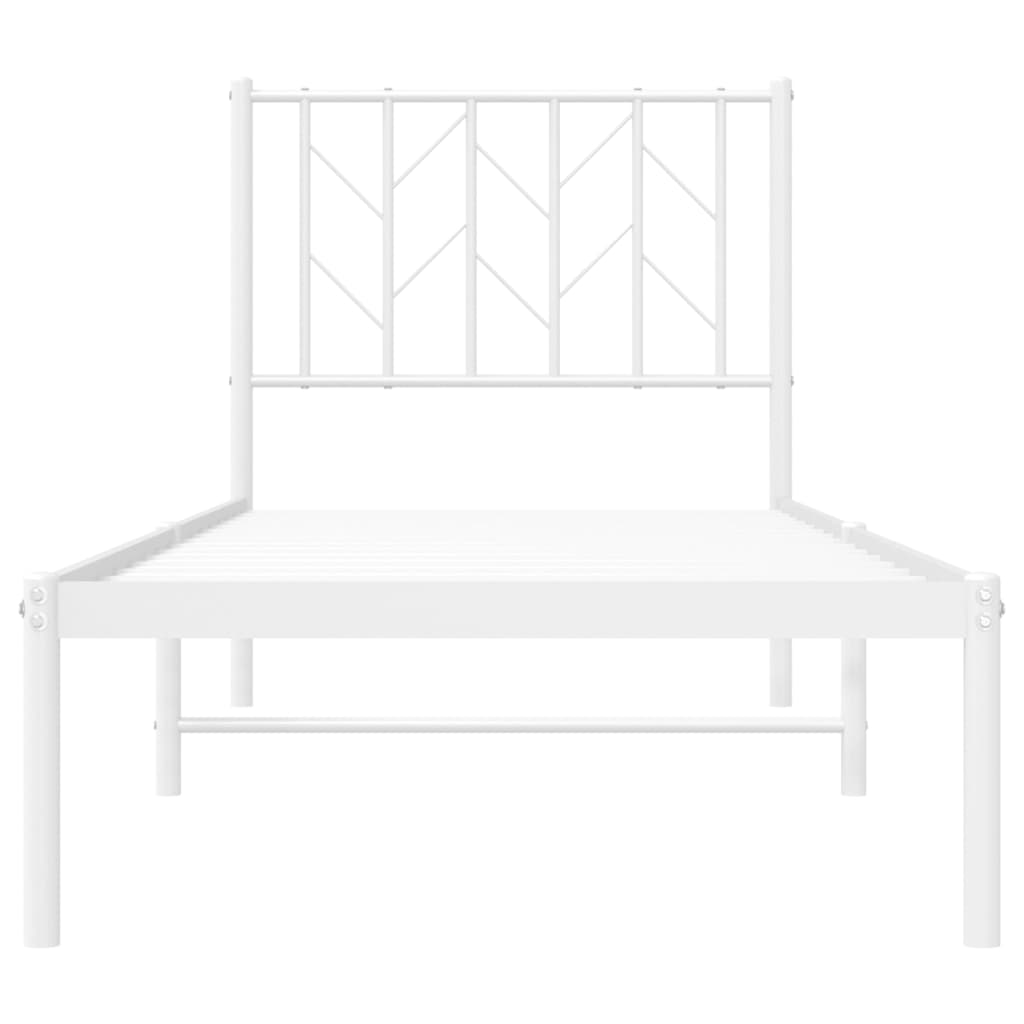 Estrutura de cama com cabeceira 75x190 cm metal branco