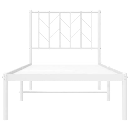 Estrutura de cama com cabeceira 75x190 cm metal branco