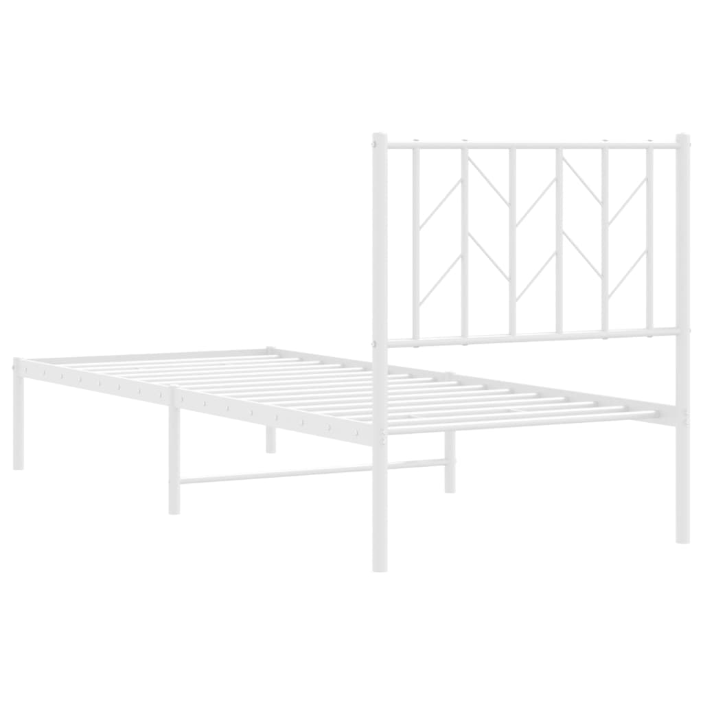 Estrutura de cama com cabeceira 75x190 cm metal branco