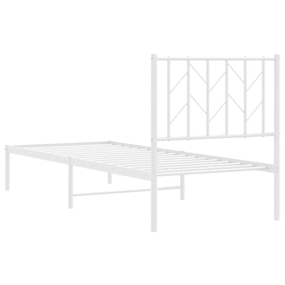 Estrutura de cama com cabeceira 75x190 cm metal branco