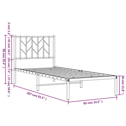 Estrutura de cama com cabeceira 80x200 cm metal branco