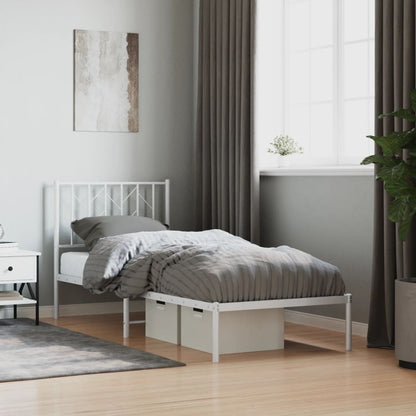 Estrutura de cama com cabeceira 80x200 cm metal branco