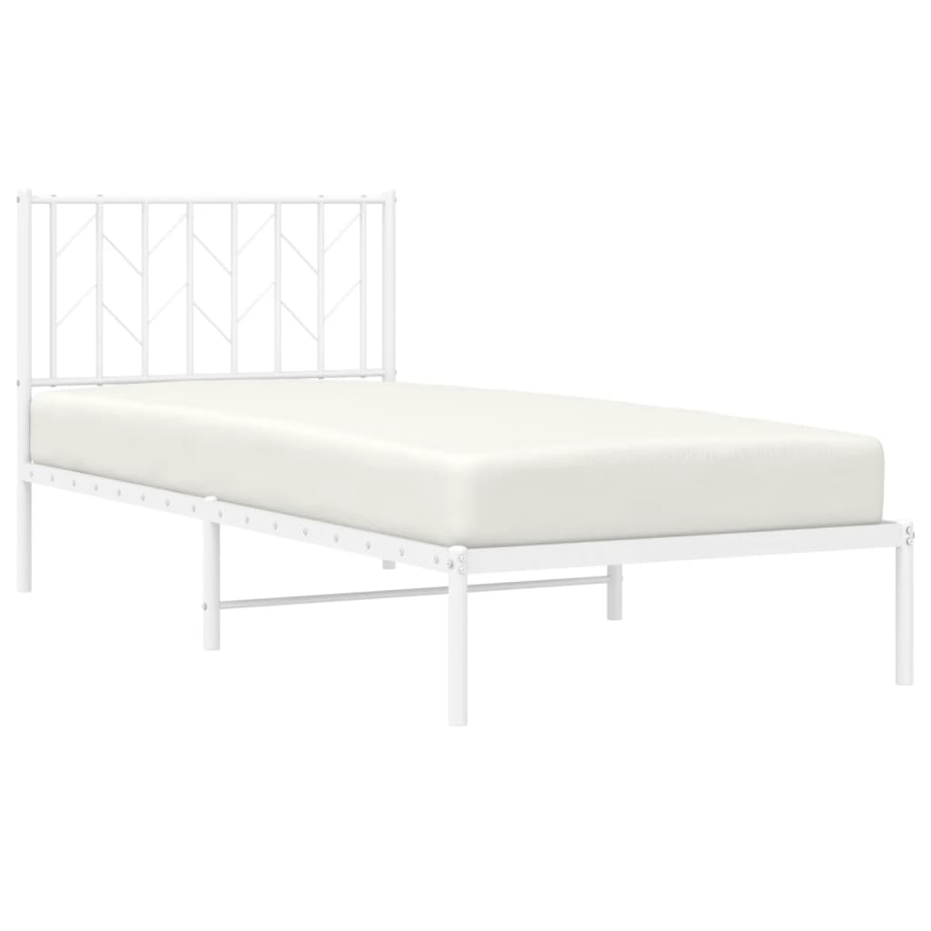 Estrutura de cama com cabeceira 90x190 cm metal branco