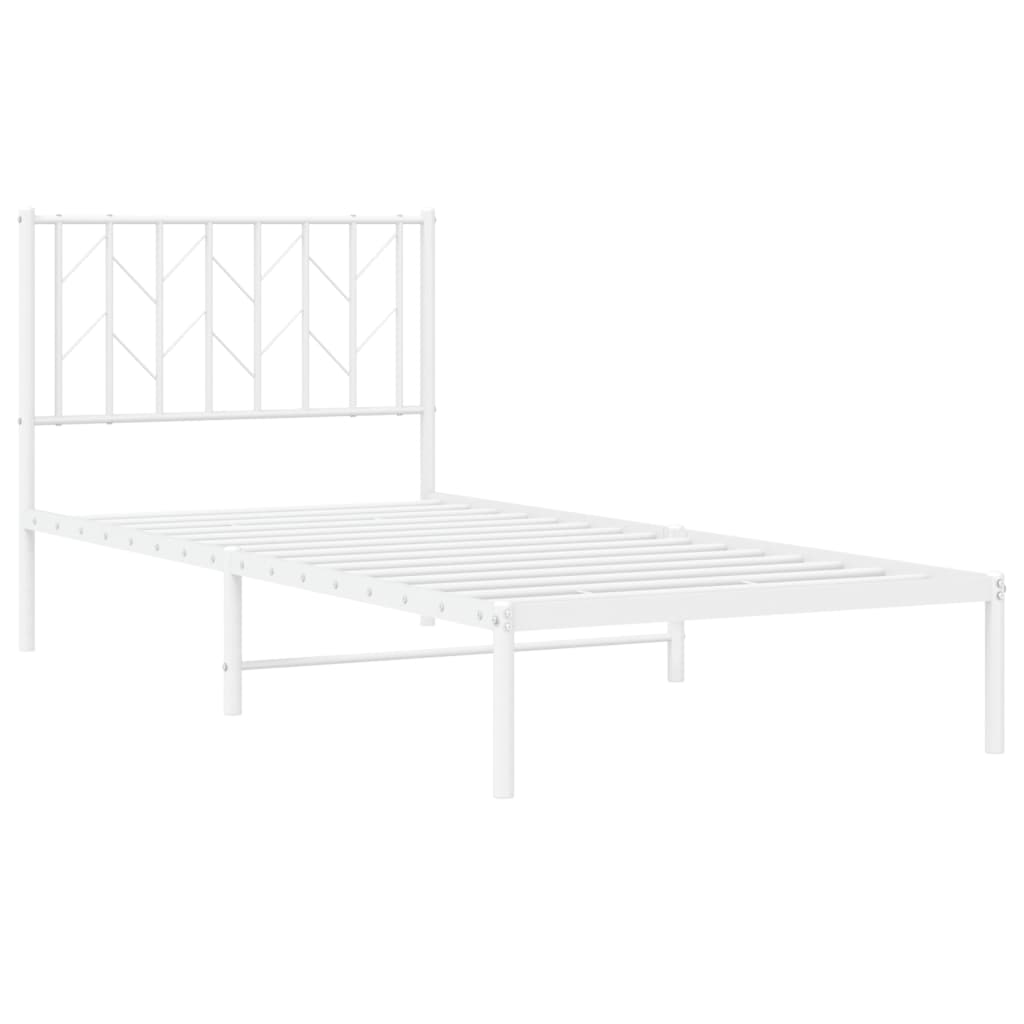 Estrutura de cama com cabeceira 90x190 cm metal branco