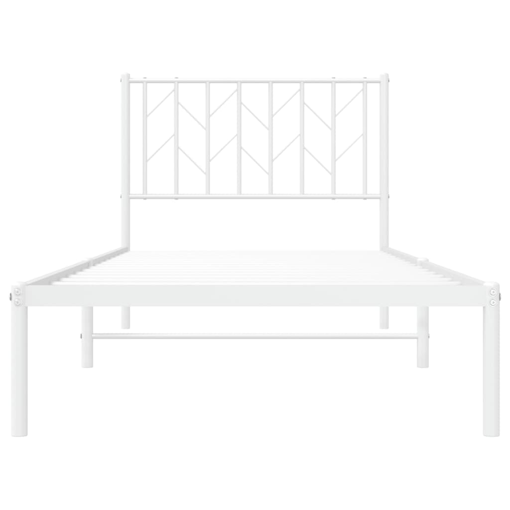 Estrutura de cama com cabeceira 90x190 cm metal branco