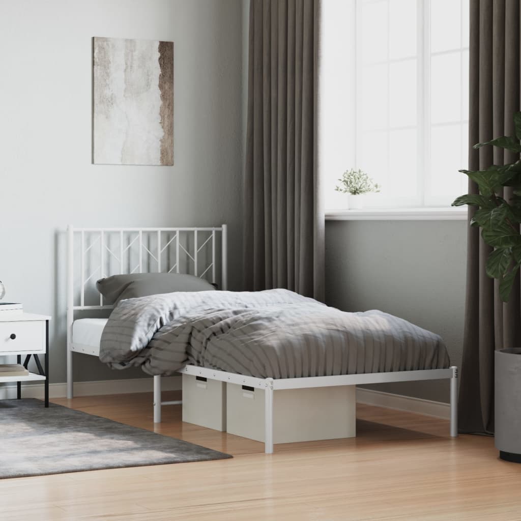 Estrutura de cama com cabeceira 90x190 cm metal branco