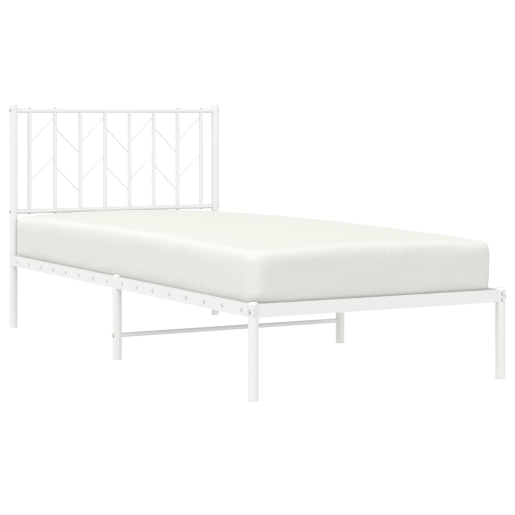 Estrutura de cama com cabeceira 90x200 cm metal branco