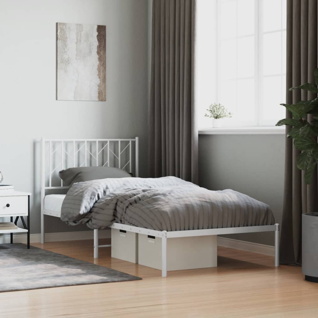 Estrutura de cama com cabeceira 90x200 cm metal branco