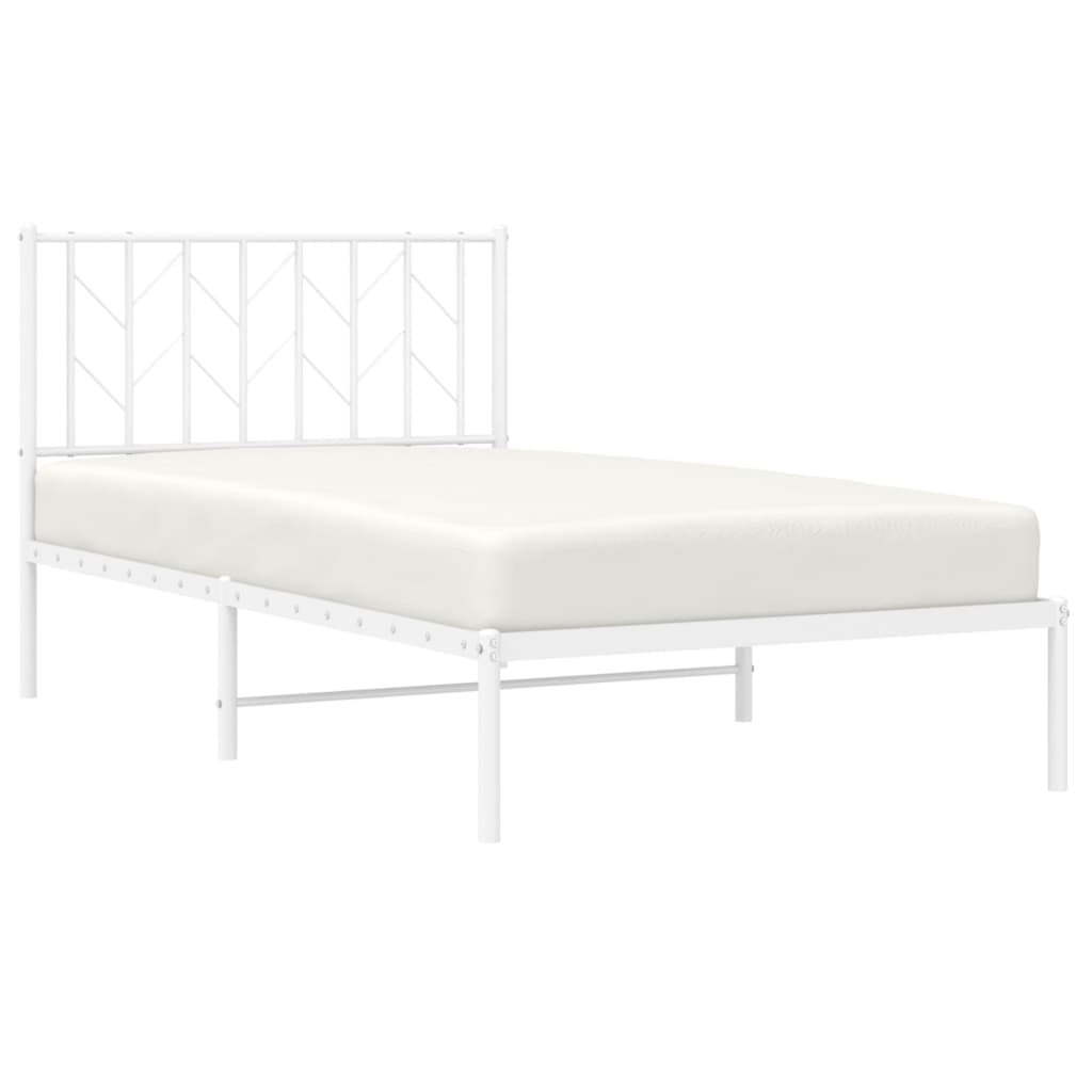 Estrutura de cama com cabeceira 100x190 cm metal branco