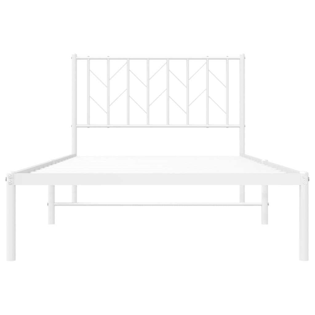 Estrutura de cama com cabeceira 100x190 cm metal branco