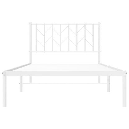 Estrutura de cama com cabeceira 100x190 cm metal branco