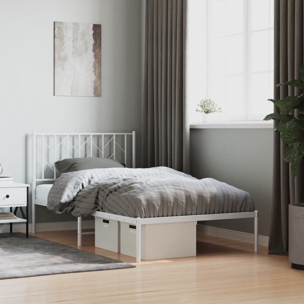 Estrutura de cama com cabeceira 100x190 cm metal branco