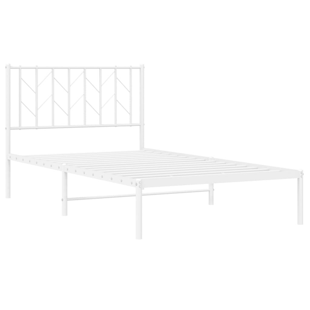 Estrutura de cama com cabeceira 100x200 cm metal branco