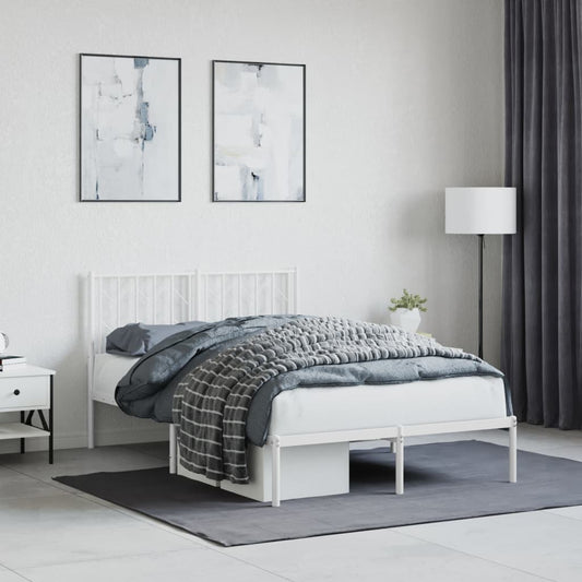 Estrutura de cama com cabeceira 120x190 cm metal branco