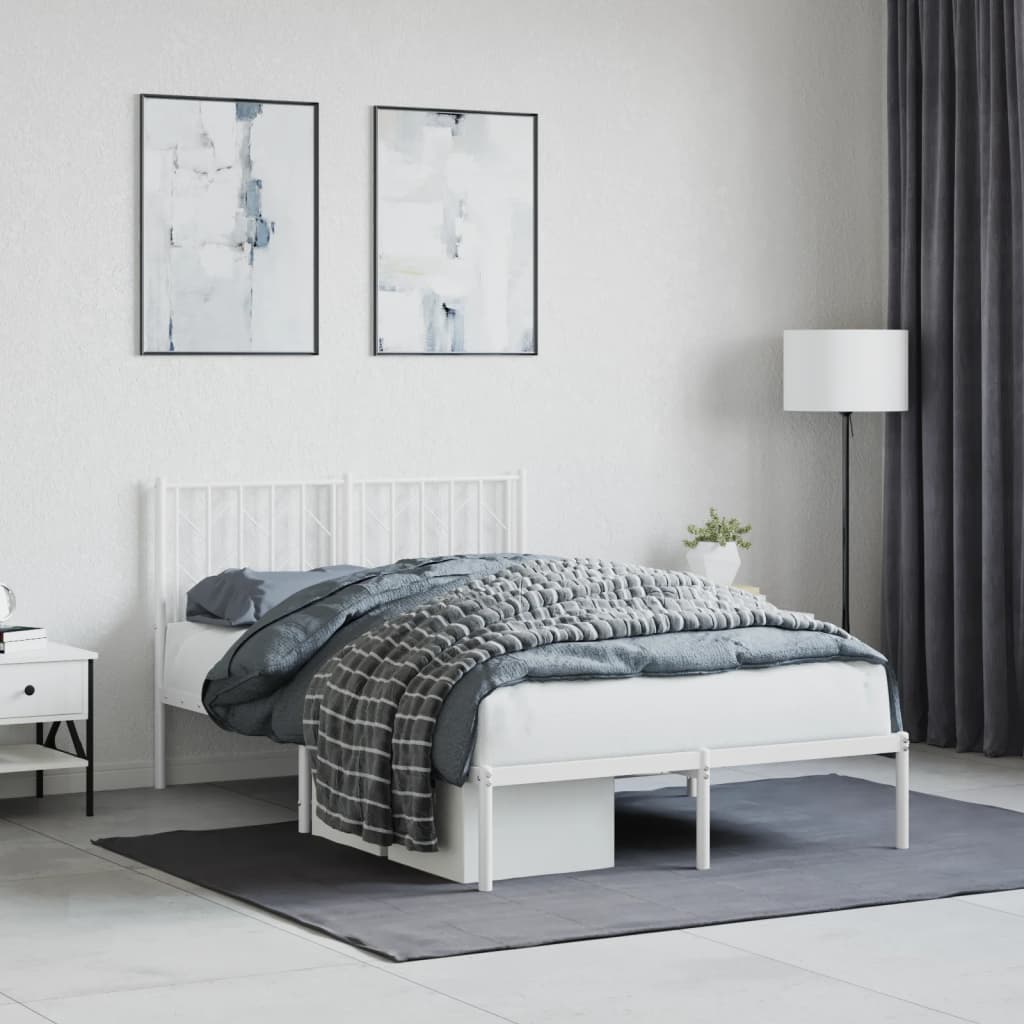 Estrutura de cama com cabeceira 120x200 cm metal branco