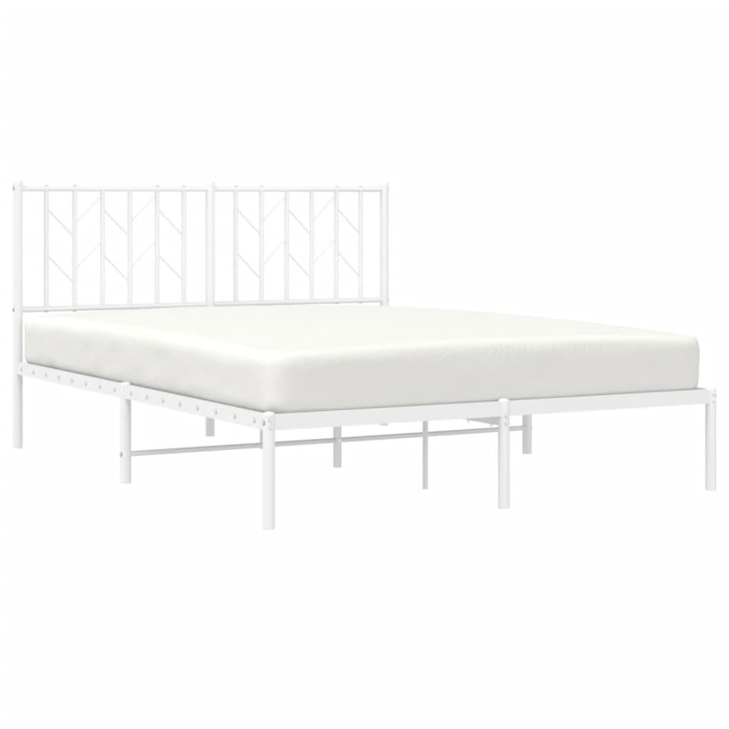 Estrutura de cama com cabeceira 135x190 cm metal branco