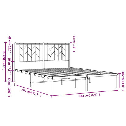 Estrutura de cama com cabeceira 135x190 cm metal branco