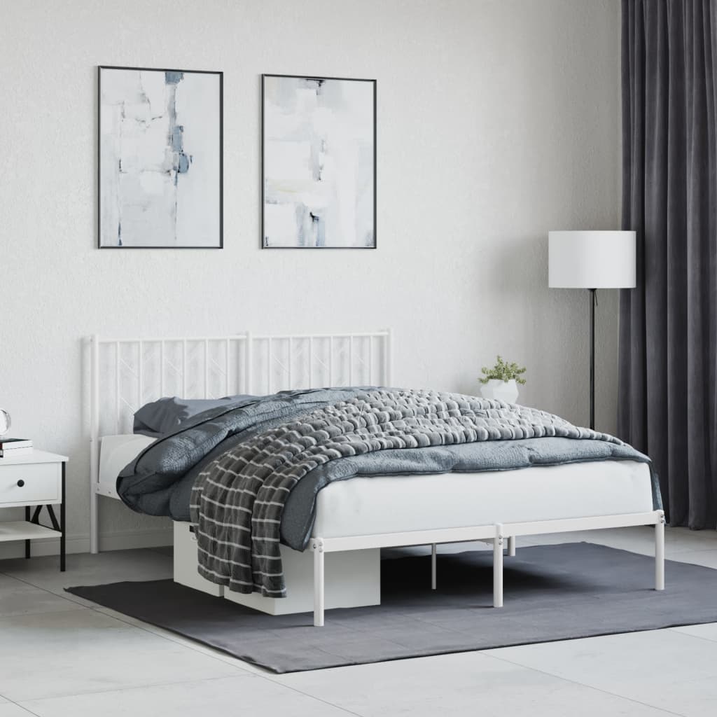 Estrutura de cama com cabeceira 135x190 cm metal branco