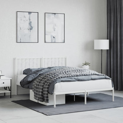 Estrutura de cama com cabeceira 140x190 cm metal branco