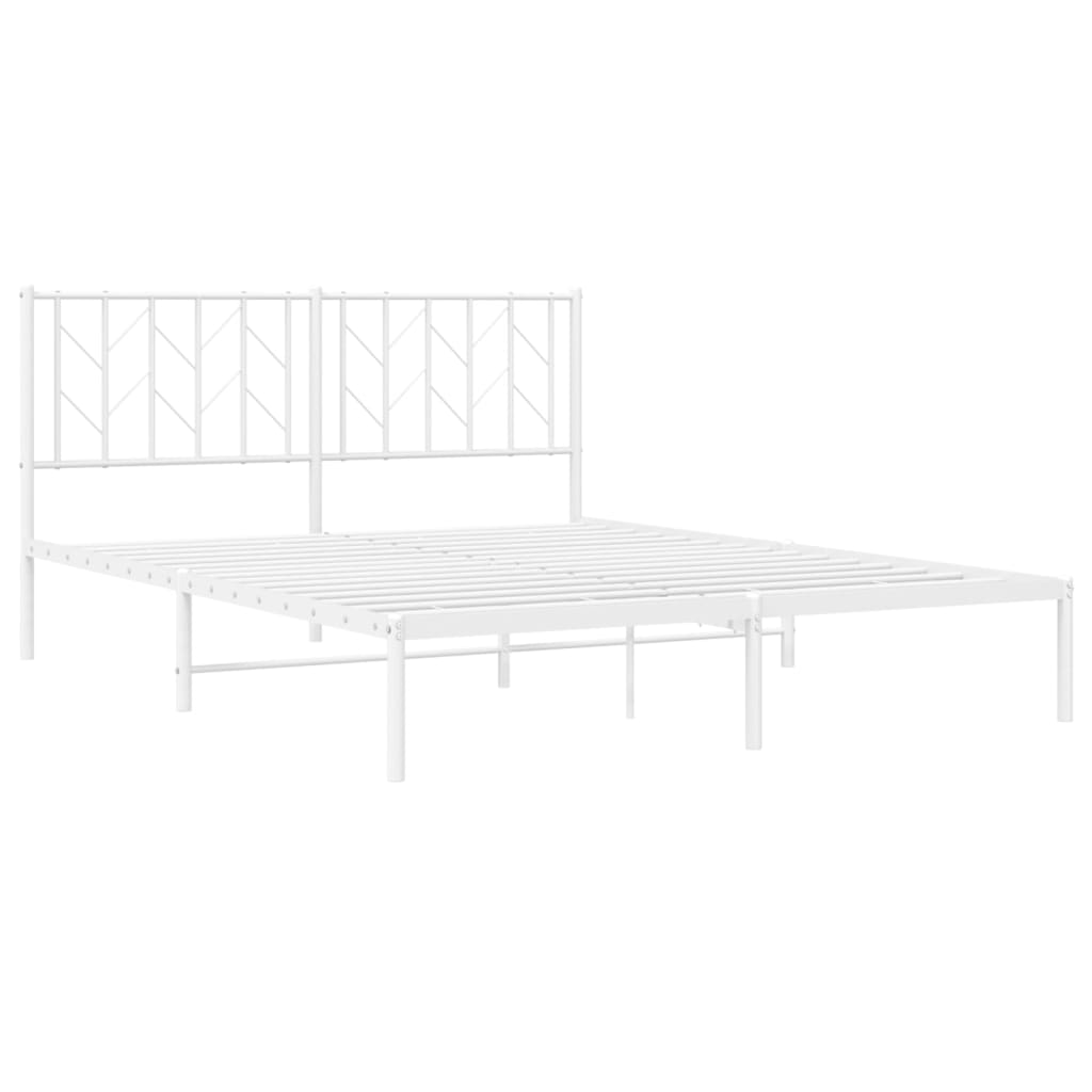 Estrutura de cama com cabeceira 150x200 cm metal branco