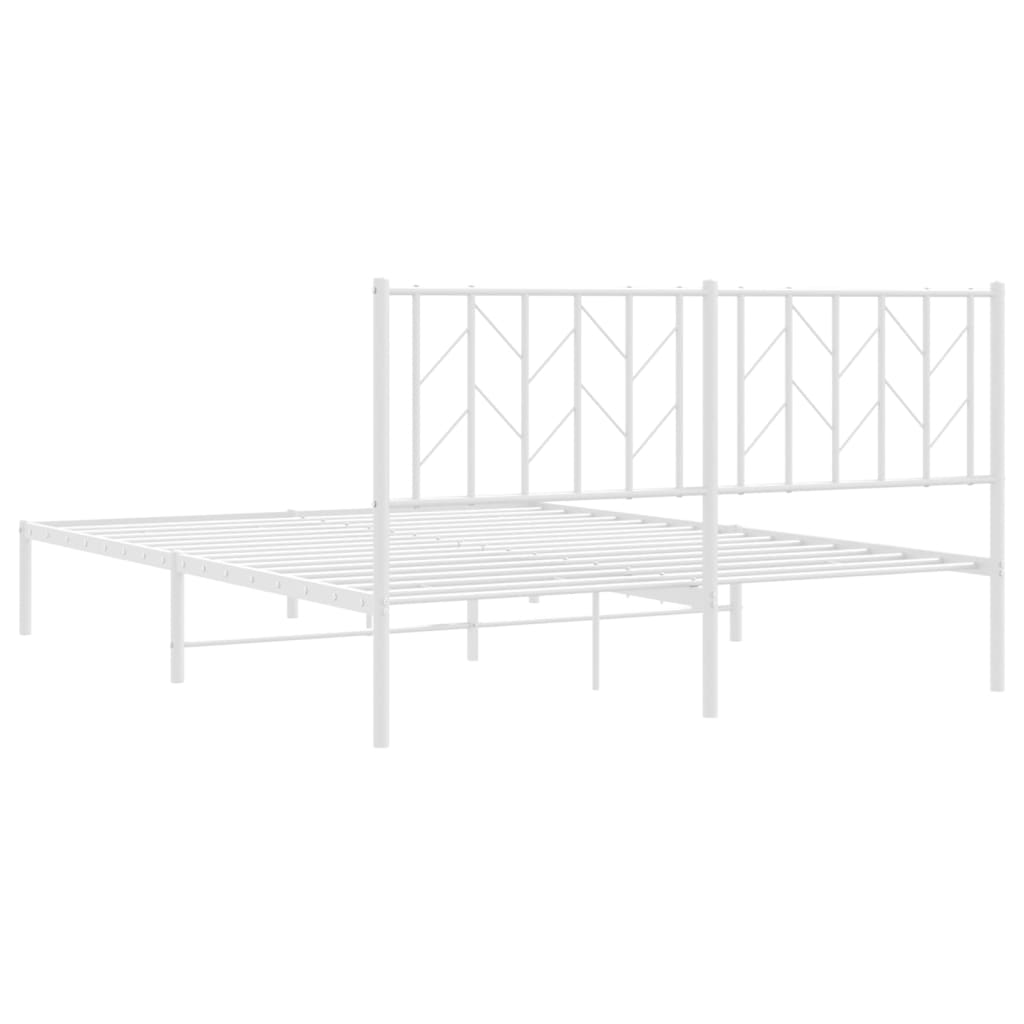 Estrutura de cama com cabeceira 150x200 cm metal branco