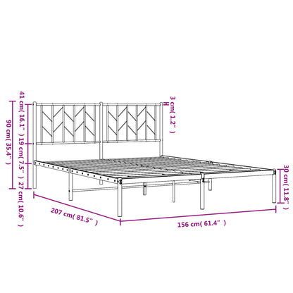 Estrutura de cama com cabeceira 150x200 cm metal branco