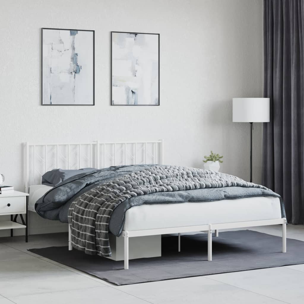 Estrutura de cama com cabeceira 150x200 cm metal branco