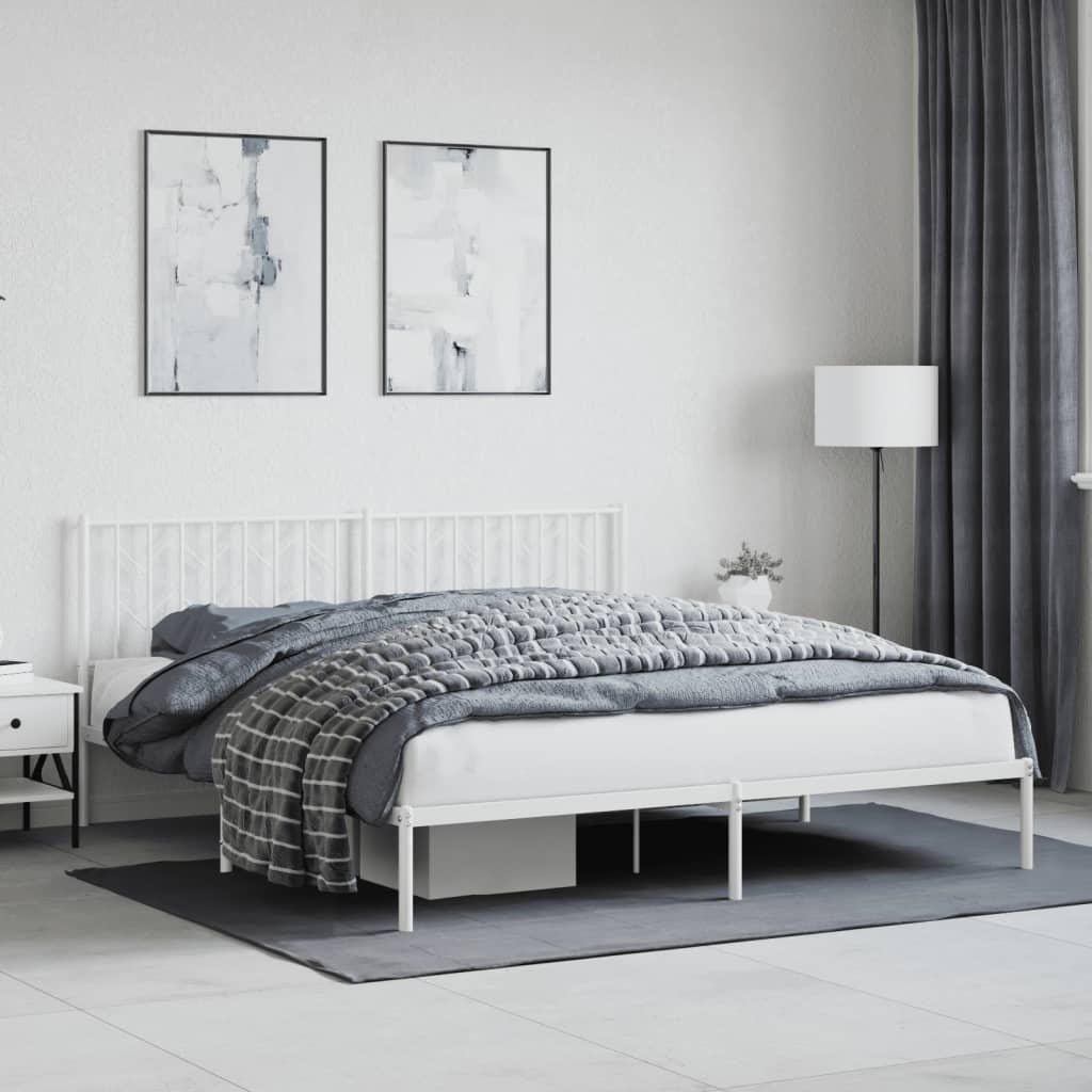 Estrutura de cama com cabeceira 183x213 cm metal branco