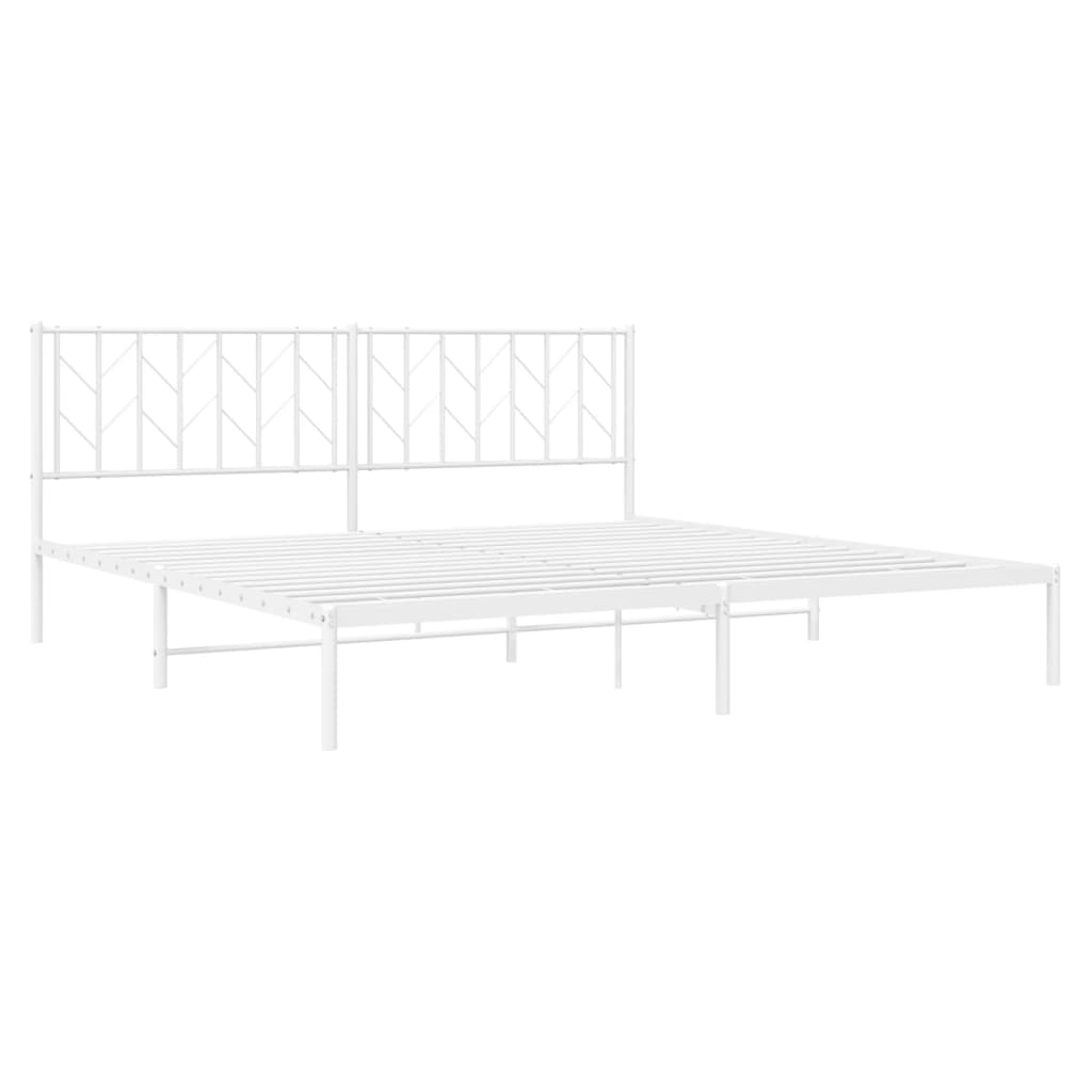 Estrutura de cama com cabeceira 193x203 cm metal branco