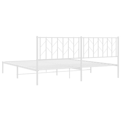 Estrutura de cama com cabeceira 193x203 cm metal branco