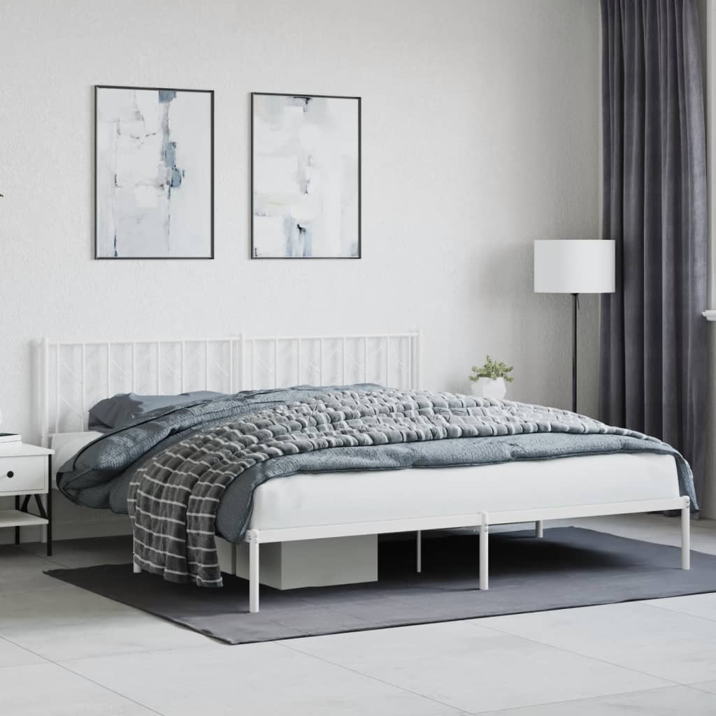 Estrutura de cama com cabeceira 193x203 cm metal branco