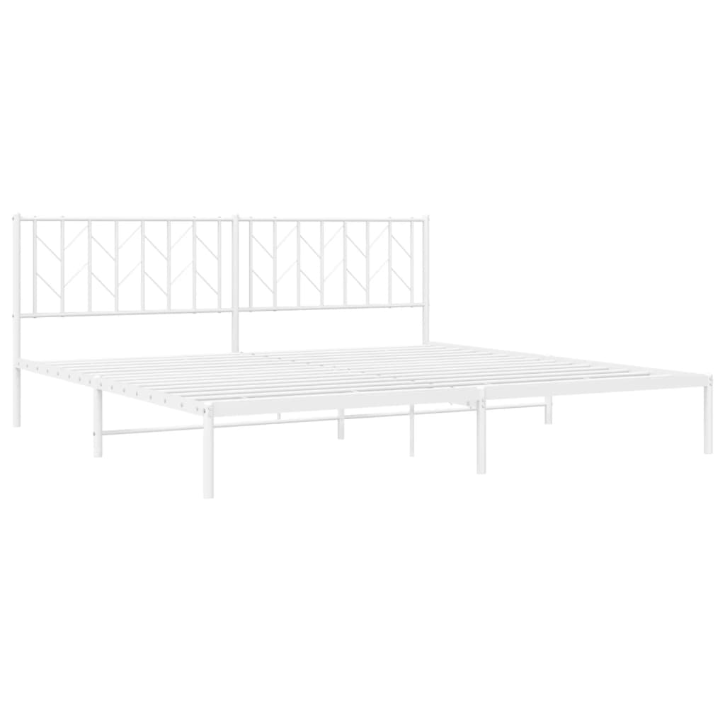 Estrutura de cama com cabeceira 200x200 cm metal branco