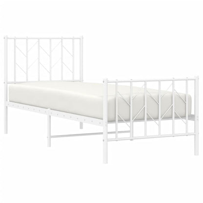 Estrutura de cama com cabeceira e pés 75x190 cm metal branco