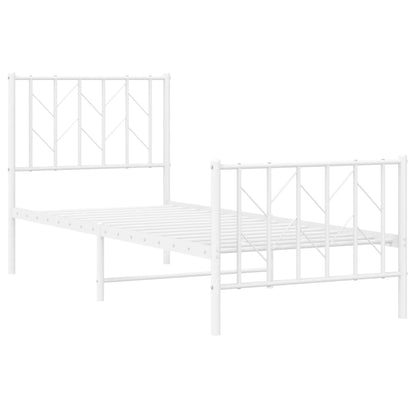 Estrutura de cama com cabeceira e pés 75x190 cm metal branco