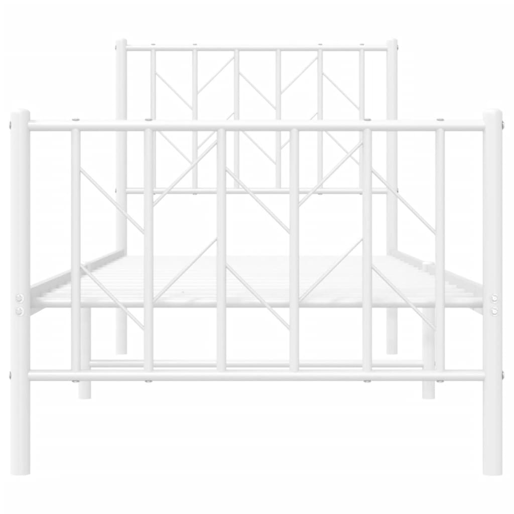 Estrutura de cama com cabeceira e pés 75x190 cm metal branco