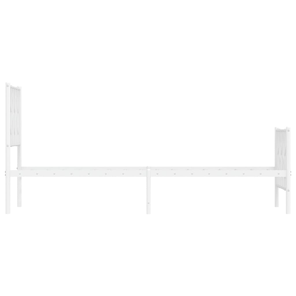 Estrutura de cama com cabeceira e pés 75x190 cm metal branco