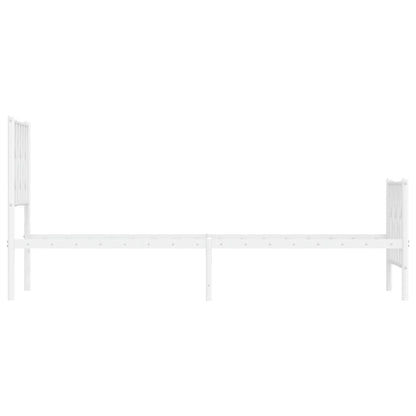 Estrutura de cama com cabeceira e pés 75x190 cm metal branco